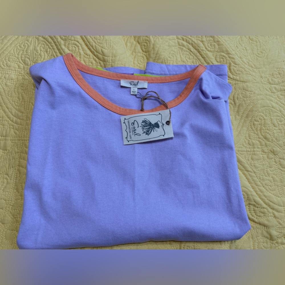 EASEL Lavender Colorblock Short Sleeve Tee with Neon Accents - Picture 8 of 8